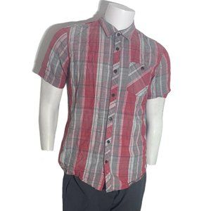 Oneil Mens Medium Short Sleeve Button Up Shirt Red